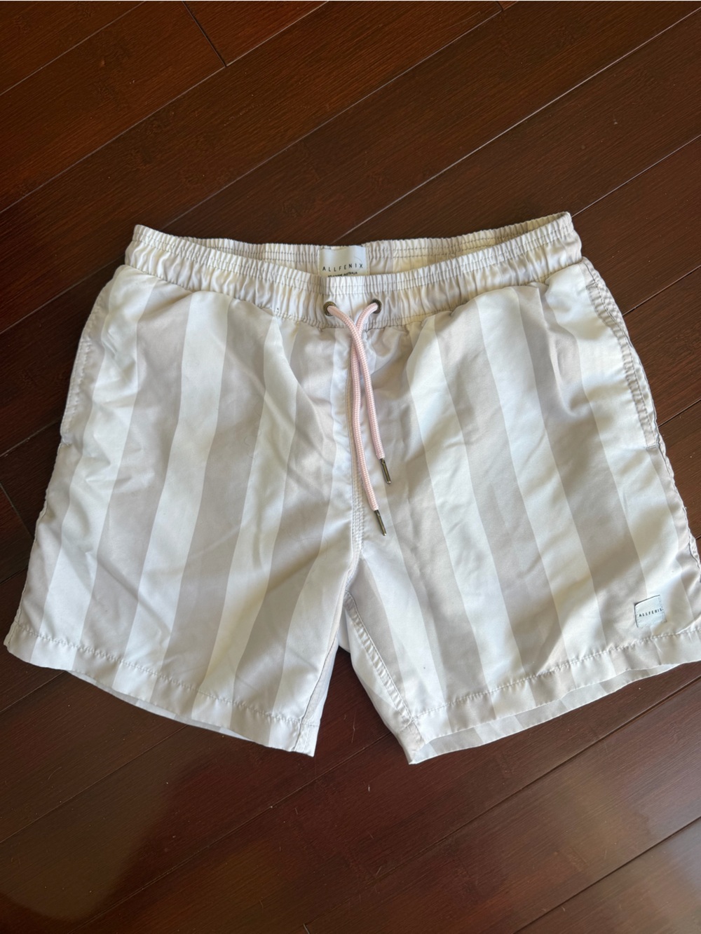 Allfenix White Striped Men’s Swim Trunks